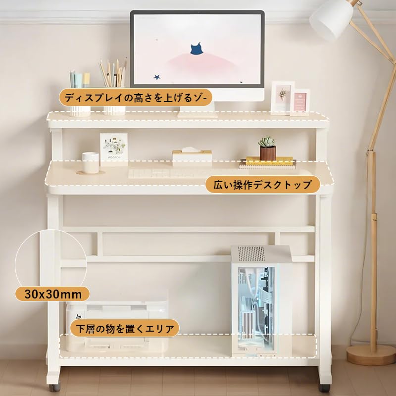 Amazon | Alucksパソコンデスク コンパクト オフィスデスク 3段