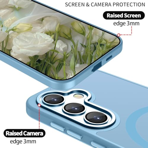 Image of Elzzi Magnetic Magsafe for Samsung S24 Plus 5g Case, Upgraded [Full Camera Protection] [Compatible with Magsafe] [Translucent Matte] Shockproof Protective Phone Case for Men & Women - Off Blue