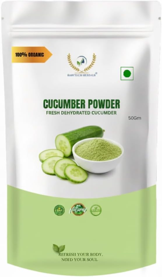 Raintech Organic Cucumber Powder (250g) - 100% Pure & Natural Cucumber Extract for Skin Care | Deeply Hydrates, Soothes Sunburns & Refreshes Dull Skin | Cooling Face Mask for All Skin Types