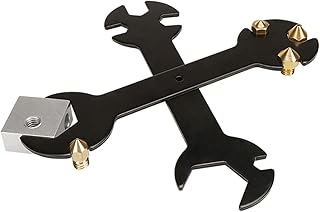 2pcs 3D Printer Wrench 5 in 1 Replacement Install Tool Multi-Function Upgrade DIY Wrench Nozzle Change Tool for MK8 MK10 UM2 E3D Extruder Nozzle Heater Block (Pack of 2) (Black, Alloy_Steel)