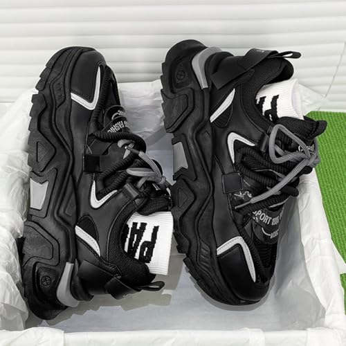 Leather Chunky Platform Sneakers for Men: Dad - Inspired, Comfort - Focused, Non - Slip. Great for Casual Wear and Active Lifestyles.4