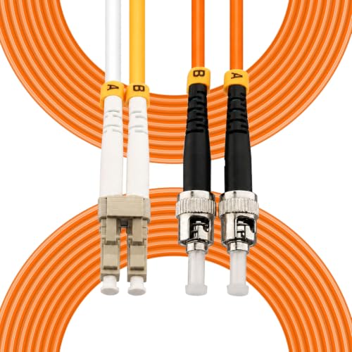 Image of Hamadap Multimode Duplex OM1 Fiber Optic Cable, LC to ST Fiber Patch Cable