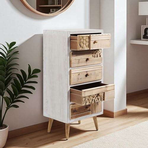 Image of The Attic Duns Drawer Chest, Kitchen and Living Room Storage, Solid Wood, Natural Matte Finish
