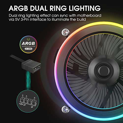 Vetroo Eclipse Low-Profile Argb Cpu Cooler, 90Mm 4-Pin Pwm Fan, Premium Aluminum Fins, 95W Tdp Air Cooler For Intel Lga 1700 Only #TOP2