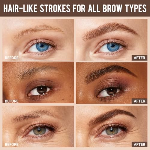 Vevivia Beauty Eyebrow Pencils for Women - Eyebrow Pen 2 Pack, Precise 4-Tip Brow Pencil for Natural-Looking Fuller Brows, Hair-Like Strokes for All Brow Types, Last All-Day Brow Pen, Dark Brown