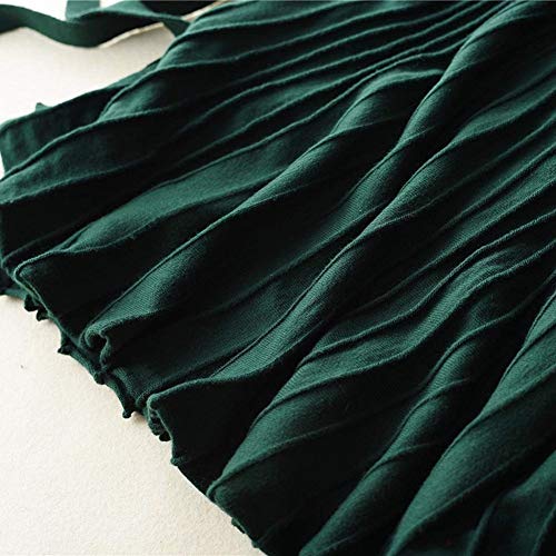 Image of Women's Long Knit Crewneck Sweater Dress Tie Waist A-Line Swing Pleated Bodycon