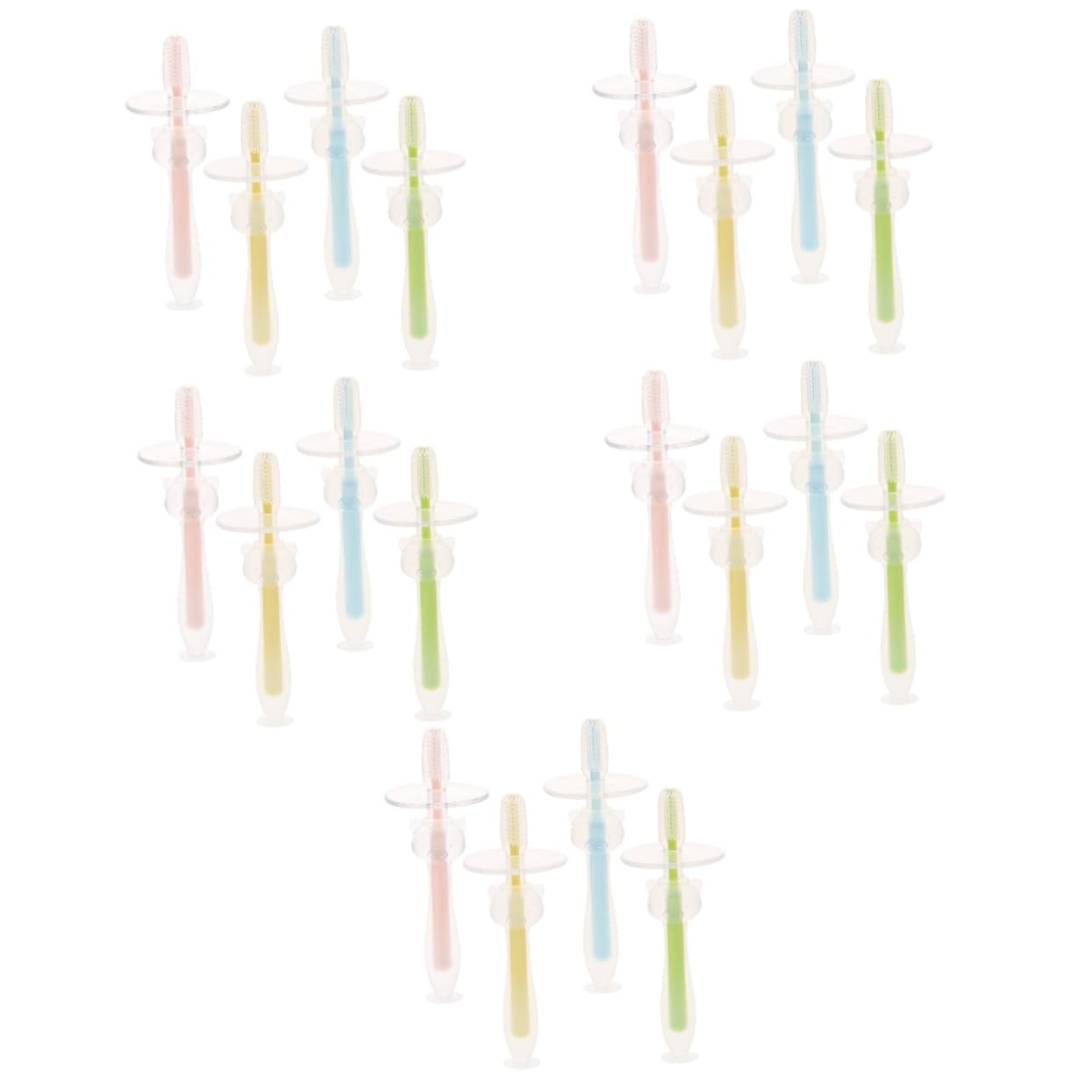 Beaupretty 5 Ensembles Brosses À Dents Garçon Fille Silicone Avec Base Antidérapante Lot De Et Sûres Pour Nourrissons Pour Apprentissage De Hygiène Buccale Rose Jaune Vert Bleu 4 Pièces * 5