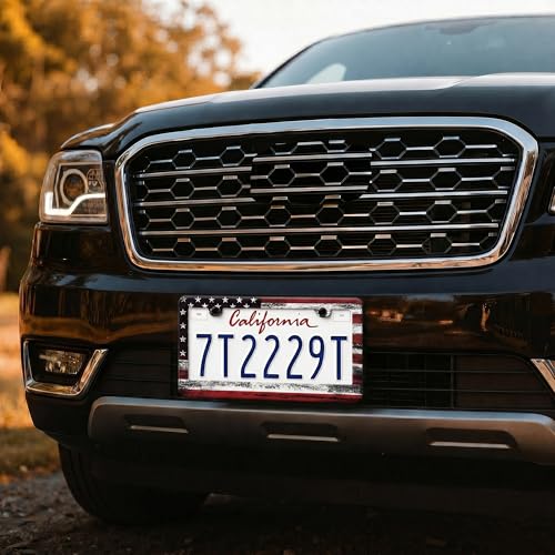 Image of American Flag License Plate Frame 2 Pack Patriotic Plate Holder