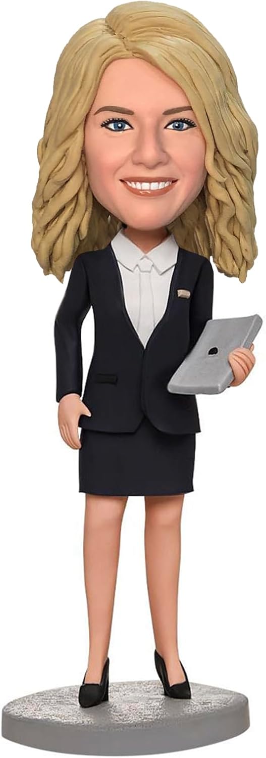 Yolie Stylishbobblehead Customized Bobblehead Dolls,Business Woman Holding A Laptop Handmade Personalized Sculpture Gift for Women, Girlfriend, Wife, Office Colleague or Boss