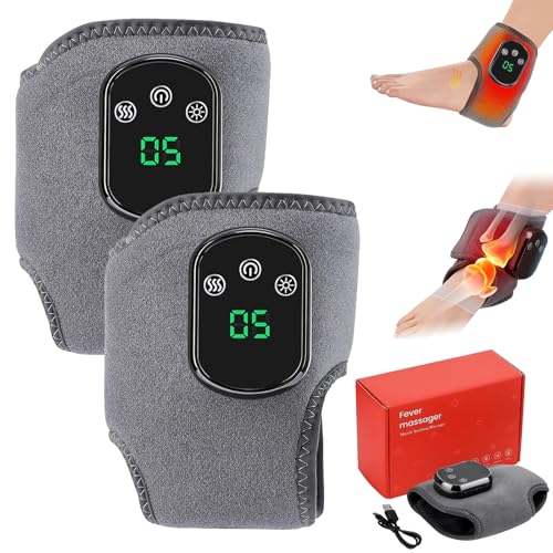 Foot Renew Triple Method Massager, Portable Emsence Foot Massager for Neuropathy Customizable Massage, Wireless & Portable Heated Ankle Wrap with 3 Vibration Mode (Ankle*2)