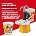 Bialetti - Mini Express Lichtenstein: Moka Set includes Coffee Maker 2-Cup (2.8 Oz) + 2 shot glasses, Yellow, Aluminium