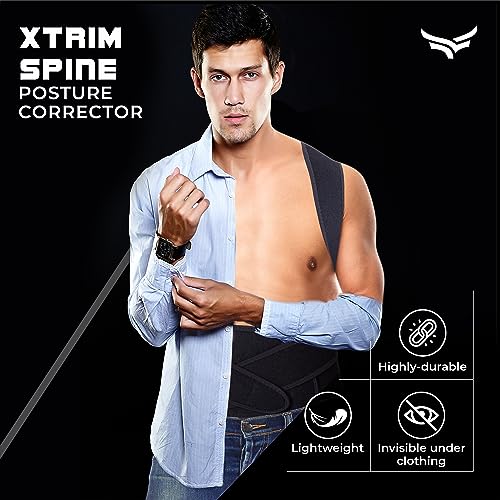 Image of XTRIM Posture Corrector for Men & Women, Adjustable Back Support Belt for Back Pain Relief, Spine Posture Corrector with Soft Shoulder Pads, Back Straightener Belt (Medium)