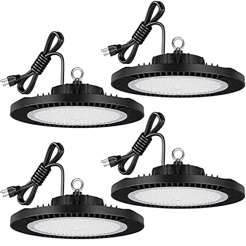 Juyace UFO LED High Bay Light 200W 28000lm with US Plug ETL Listed 5000K Daylight Durable Power Adapter Commercial Barn Garage Warehouse Workshop Wet Location Area Light (4 Pack) Juyace UFO LED High Bay Light 200W 28000lm with US Plug ETL Listed 5000K Daylight Durable Power Adapter Commercial Barn Garage Warehouse Workshop Wet Location Area Light (4 Pack)