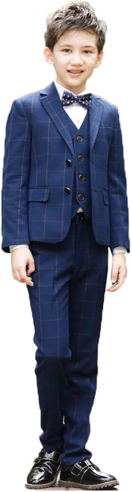 Amazon 子供服 タキシード 男の子 フォーマル スーツ キッズスーツ チェック柄 コート リボン ベスト シャツ パンツ 5点セット 紳士服 結婚式 卒業式 入学式 七五三 演出 ピアノ発表会 冠婚葬祭 フォーマル 通販