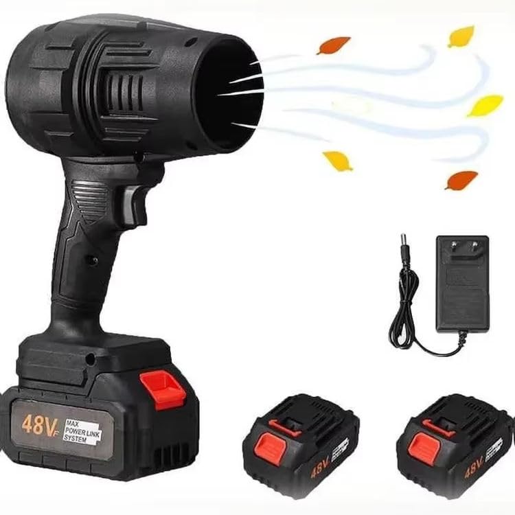 VIVITO 48V Cordless Handheld Electric Air Blower | High-Power Turbo Jet Brushless Motor, Rechargeable Battery | Car Dryer, Leaf Blower, Computer & Home Cleaning | Multicolor | (Double Battery, 1)-image-43