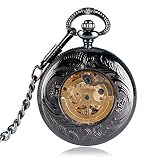 CAFIEDR Orologio da Taschino Meccanico Automatico con Teschio, Catena, Souvenir per Uomo e Donna (A 4,8 cm)