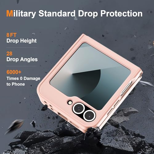 Image of ORETECH Magnetic for Samsung Galaxy Z Flip 7 FE Case Galaxy Z Flip 6, with [2 x Screen Protector] Translucent Back Non-Slip Shockproof Bumper Case for Galaxy Z Flip 7FE / 6 - Light Pink | 2 Pack Screen Protector, Translucent Back Non-Slip Hard PC Shockproof Cover