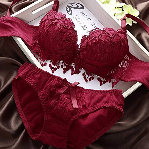 Image of Brachy Women Elegant Lace Push Up Bra Panty Set Bridal Set Underwired Lingerie Set for Women Solid Padded Set Honeymoon Bikini Set