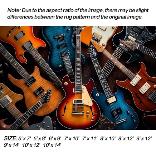 Tapete decorativo rectangular 5x7 pies guitarra eléctrica miniatura 2