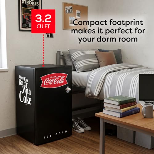 Image of Igloo 3.2 Cu. Ft. Refrigerator With Freezer and Bottle Opener, Coke Black