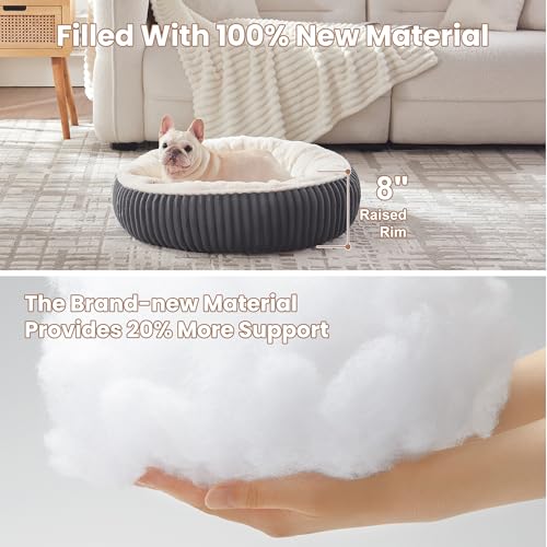 Image of 30 inches Donut Dog Bed for Medium Dogs,Calming Round Pet Bed with Removable Cover,Washable Milk Plush Faux Fur, Fits Pets up to 30 lbs(Charcoal,Medium)