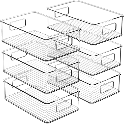 Image of Snazzy Clear Plastic Fridge Storage Organizer Kitchen Countertop Cupboard Organization Set OF 8