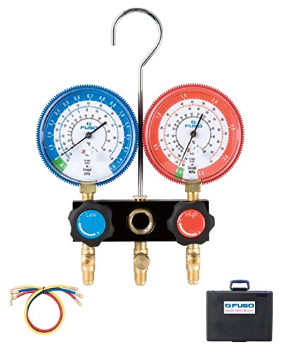 FUSO R22,R12,R502 80Φゲージ付ニードルバルブゲージマニホールドキット 150cm FS-702C-2