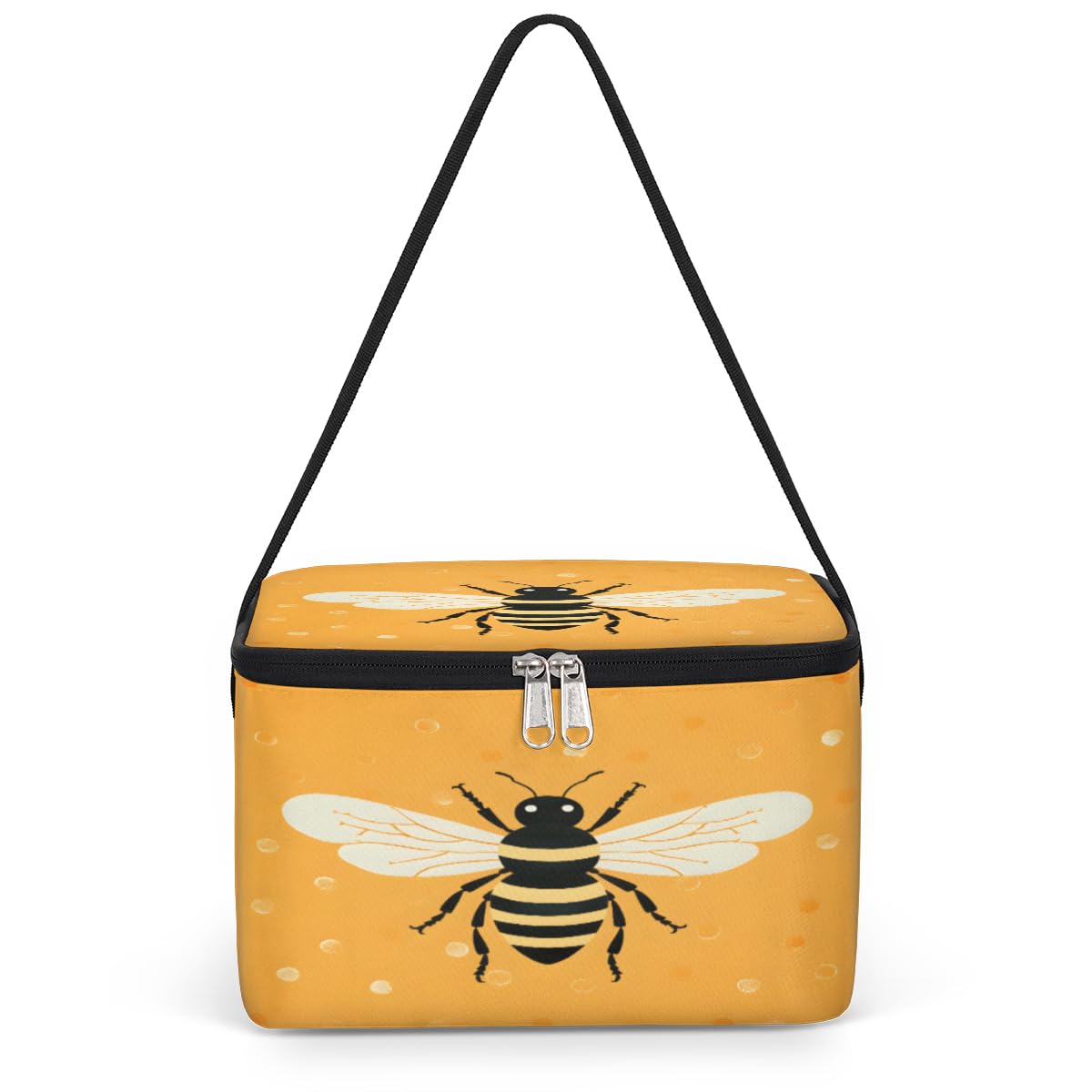 GzLeyigou Bee Lunch Bags for Women Men 9 Cans, Hot & Cold Food Delivery Bag Insulated Grocery Bag Insulated Lunch Box Yellow Bee Cooler Bag for Office Work Picnic Beach