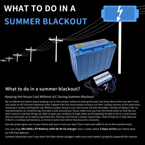 Ocell Official [2-3 Days Delivery] 48V 40Ah Lifepo4 Lithium Deep Cycle Battery 10 Years Lifespan + 58.4V 5A Charger, 4096W Power Rechargeable Battery For Golf Cart, Club Car, Summer Off-Grid Outages #TOP7