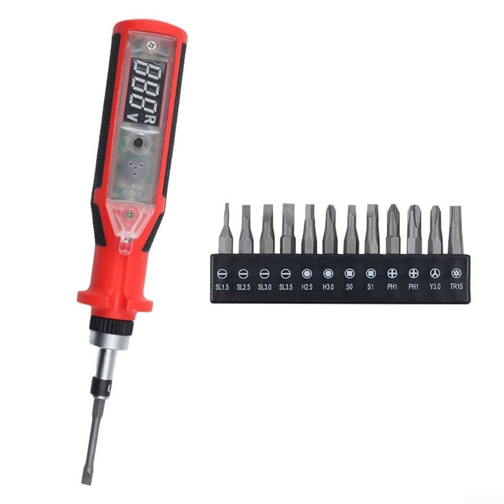 FABULETTA Stylo testeur de tension numérique inductif - Tournevis à cliquet - Lumière LED - Résine à fort impact - 24 embouts pour une utilisation à domicile ou en atelier (B)
