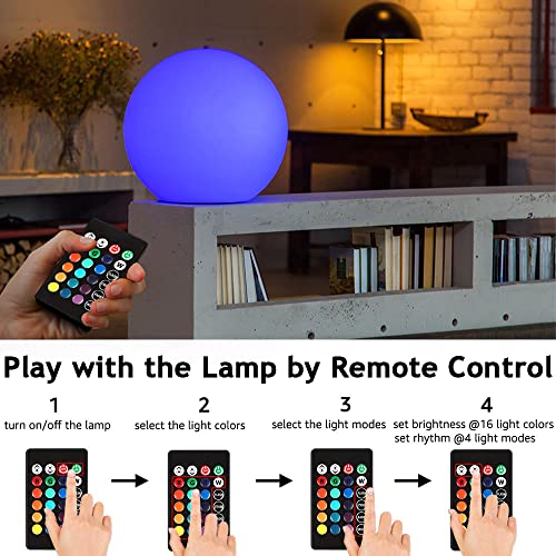 6-In Cordless Led Globe Orb Light For Kids, Rgb Color Changing Orb Night Light Mood Lamp W/Remote, Rechargeable Led Ball Night Light Sphere Bedside Lamp, Ideal For Home Garden Patio Party Bar Decors #TOP3
