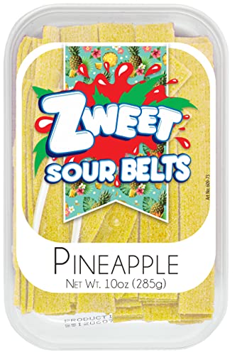Zweet Sour Pineapple Candy Belts 10 Ounce – Sour Kosher Candy, Halal Candy Belts – Resealable Pack Of Sour Licorice Belts (10 Ounce) #TOP7