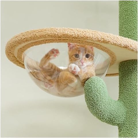 PETEPELA Cat Tree Tower Accessories, Replacement Part, Spaceship Cat Hammock, Transparent Cat Bed Acrylic Nest with a Diameter of 11.8" Cover