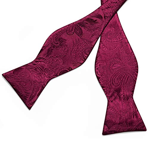 Image of DiBanGu Silk Woven Bowtie Mens Self Bow Tie Set with Lapel Pin