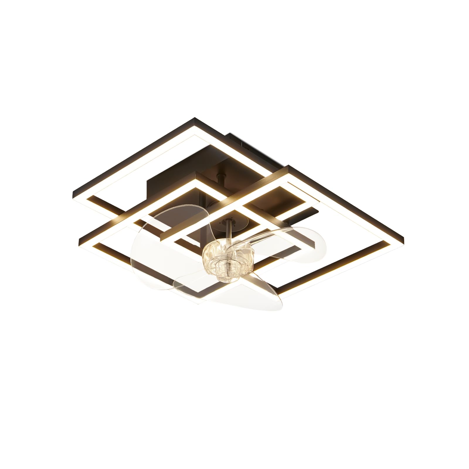 Homefire Ventilatore da soffitto con illuminazione silenzioso dimmerabile | Lampada da soffitto LED con ventilatore e telecomando 3000K-6500K 6 velocità moderno nero e timer per soggiorno e cucina