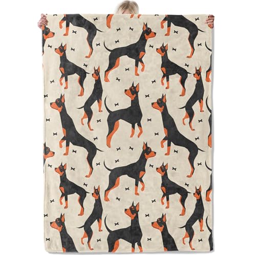 Aonimonis Elegant Doberman Throw Blanket Gifts for Women Adults Girls, Soft Fuzzy Warm Cozy Flannel Blankets for Bedroom, Travel, Couch, Home Decor 50x60 in