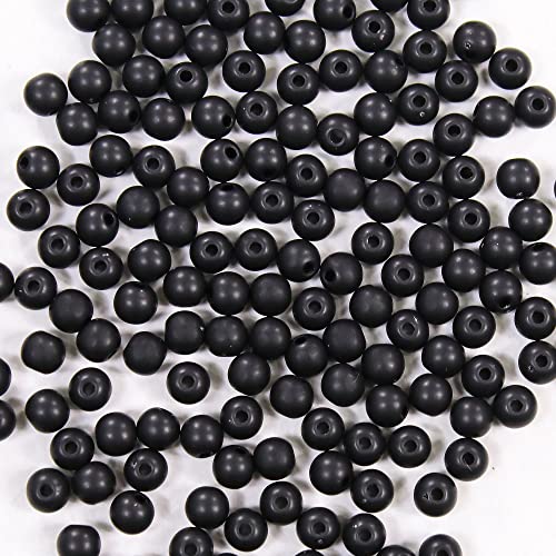 Image of Itsy Bitsy Premium Beads Muted Black Round 4mm x 4mm |Art and Craft and Beading DIY Kit |Ideal for Jewelry, Necklace, Earring Making Beads|Pack of 90g