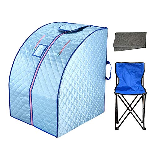 ZFF Portable Steam Sauna Tourmaline Infrared Cabin - Personal Spa Sauna Tent Full Body Fumigation Slimming & Detoxify (Color : Blue)
