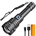 Linterna LED XHP90 Alta Potencia USB Recargable, Super Brillante 12000 Lúmene Táctica Antorcha de Mano, Impermeable Zoomable 5 Modos Linterna con Indicador de Encendido para Camping, Hogar, Emergencia
