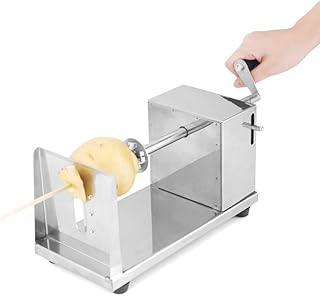 Mbuynow Coupe-pommes de terre en spirale en acier inoxydable,coupe-spirale avec 2 lames pour pommes de terre, fruits et légumes