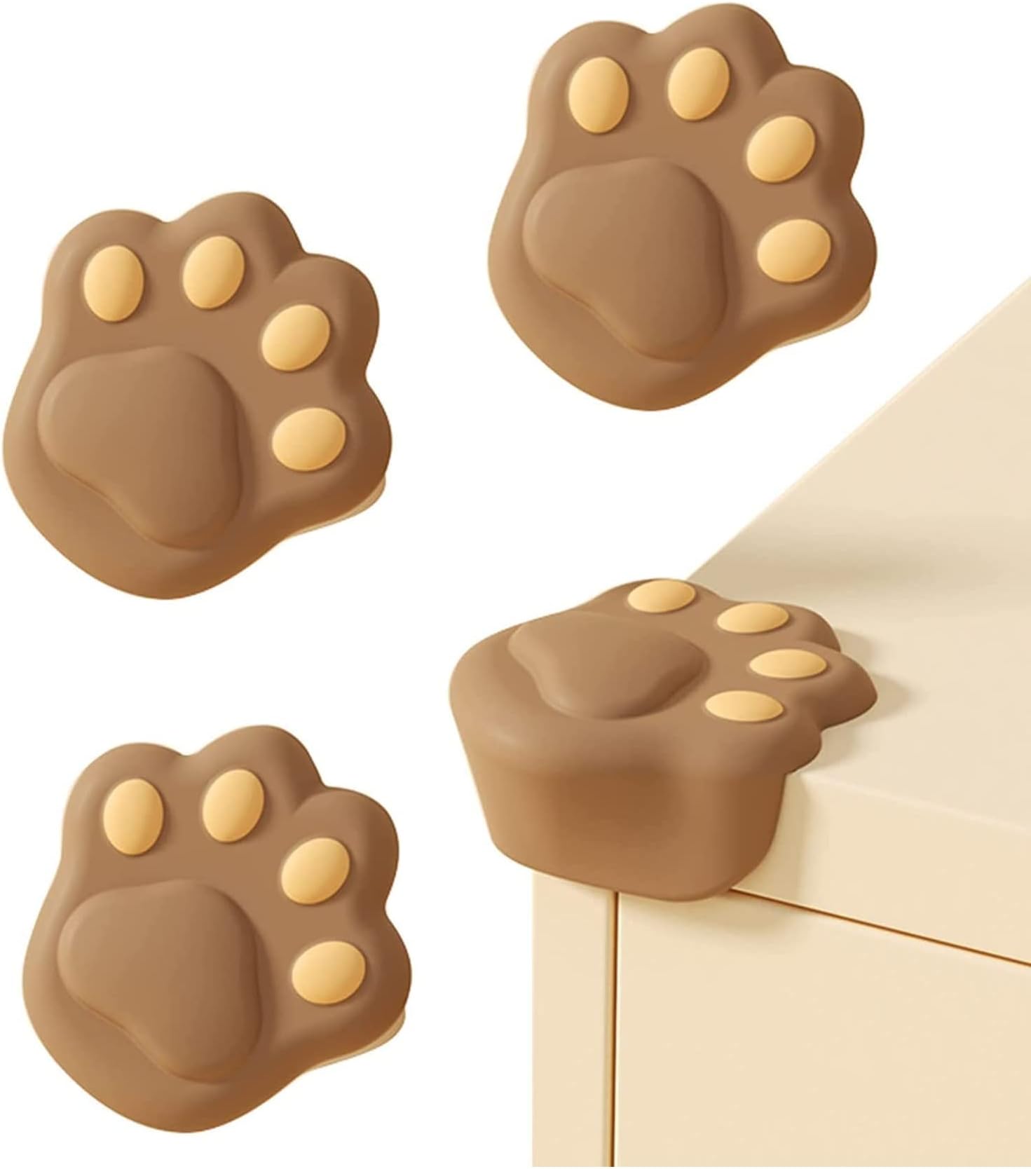 P Plus Fire Baby Proofing Corner Guards & Edge Protectors - Pre-Taped Table Corner Protector, Child Safety Furniture Bumper, Sharp Corner Cushions (Brown, Pack of 4)