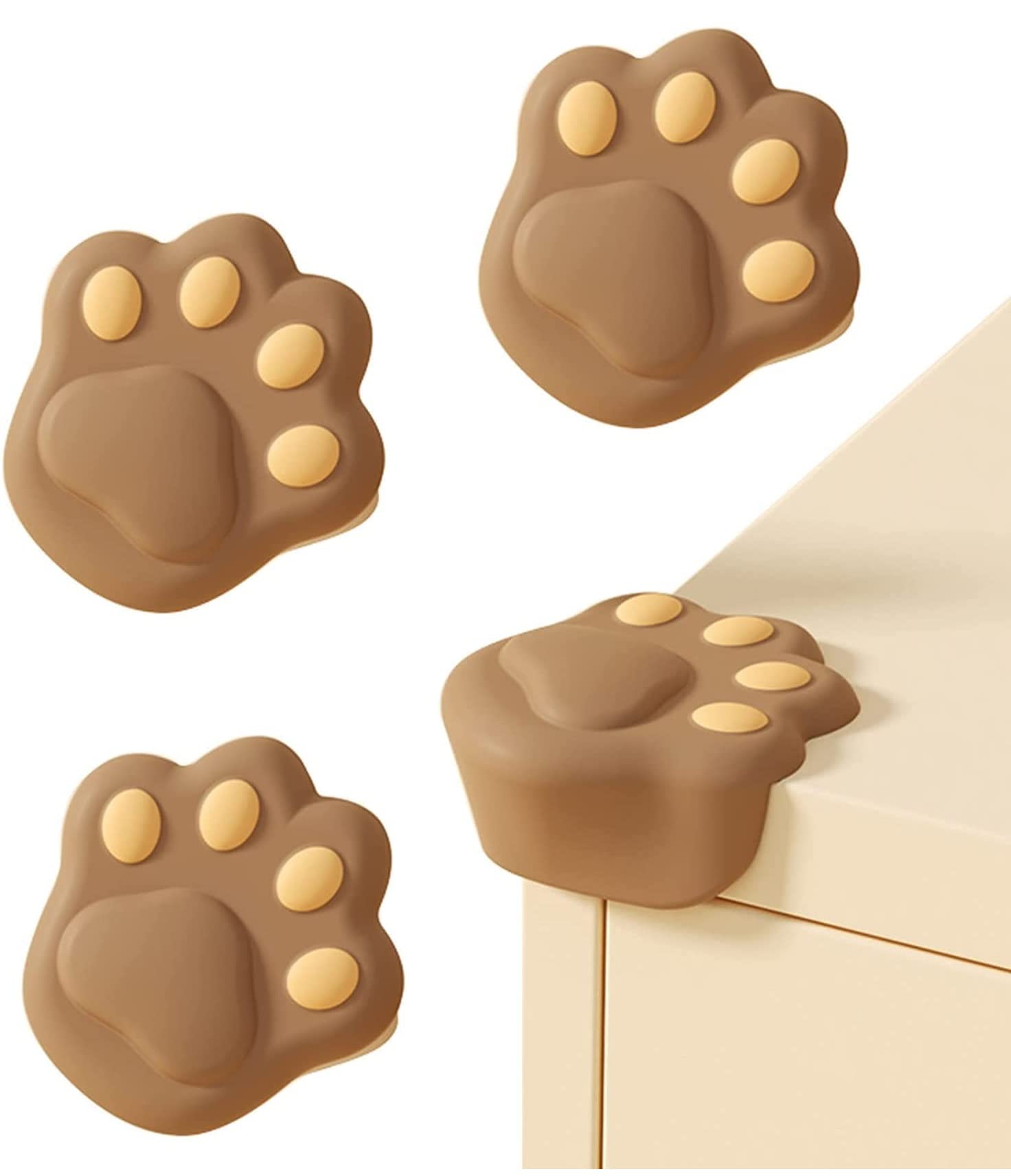 P Plus Fire Baby Proofing Corner Guards & Edge Protectors - Pre-Taped Table Corner Protector, Child Safety Furniture Bumper, Sharp Corner Cushions (Brown, Pack of 4)