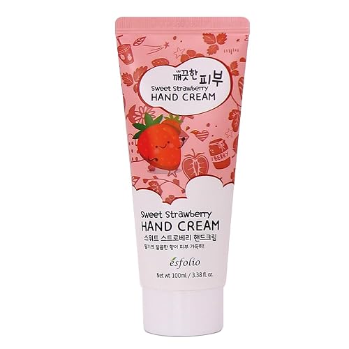 esfolio Sweet Strawberry Hand Cream – Moisturizing Hand Lotion, Hydrating & Nourishing Cream for Dry Hands, Fast-Absorbing, Non-Greasy, Soft & Smooth Skin Care (3.38 OZ/100ML) - Sweet Strawberry