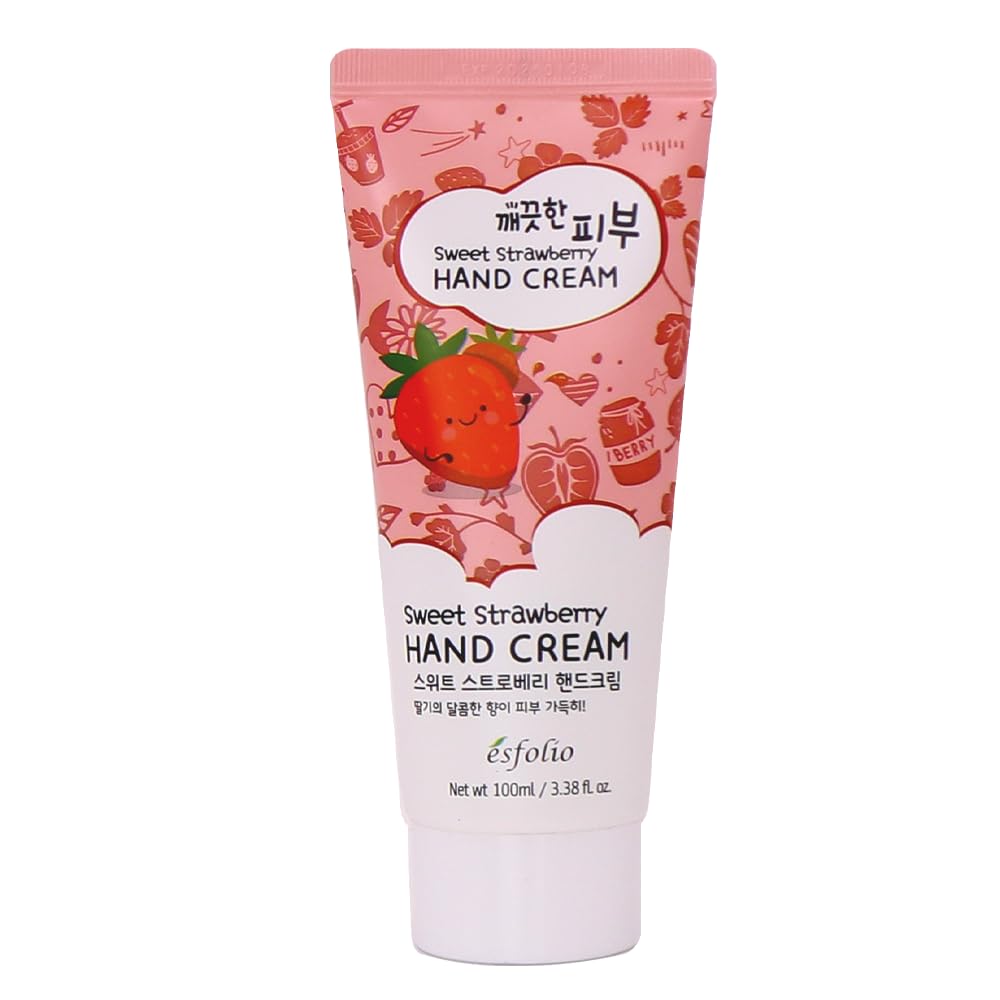 esfolio Sweet Strawberry Hand Cream – Moisturizing Hand Lotion, Hydrating & Nourishing Cream for Dry Hands, Fast-Absorbing, Non-Greasy, Soft & Smooth