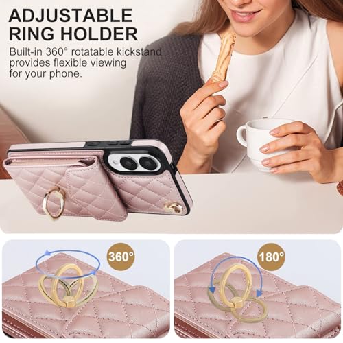 MRRSIWEI for Galaxy S25 FE Wallet Case.Lanyard Rose Gold - image 6