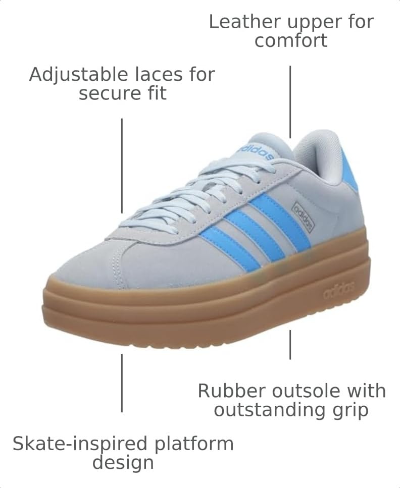 Image of adidas Womens Vl Court Bold Lace Up Sneakers Shoes Casual - Pink