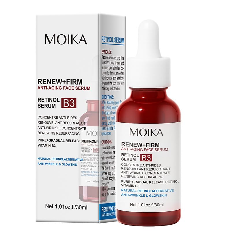Retinol Serum, Vitamin B3 + Hyaluronic Acid, Hydrating Serum Visibly Plumps Skin, Sensitive Skin Safe, Anti Aging, Oil-Free