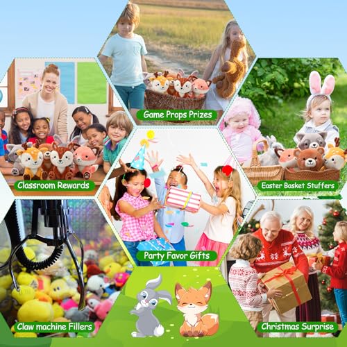 Image of RoundFunny 6 Pcs Woodland Animals Plush Toys 7 inch Stuffed Animals Set