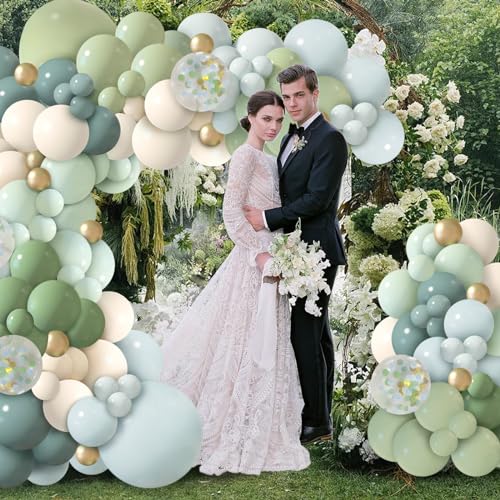 Ilafm ILAFM-1 150Pcs Dusty Blue Green Balloon Garland Arch Kit thumb #6