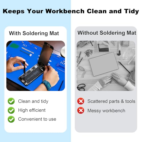Image of 27.6'' x 15.7'' Extra Large Soldering Mat with ESD Wrist Strap and Grounding Accessories 932F Heat Resistant Silicone Repair Mat Oversized Work Mat for Electronics Cellphone Laptop Repair (Blue)